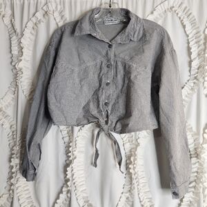 Vintage Star Cody Western Country Southwestern Plaid Tie Front Top Sz Medium